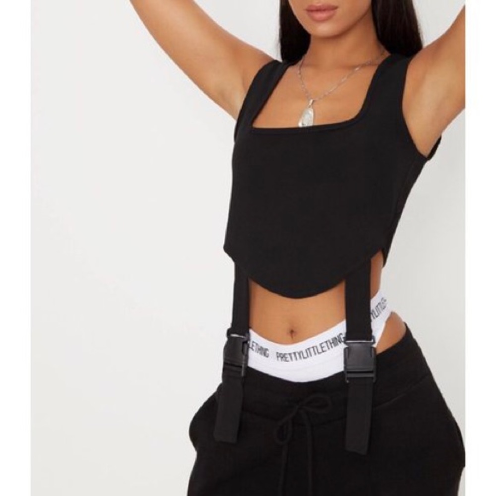 Pretty Little Thing Black Buckle Crop Top